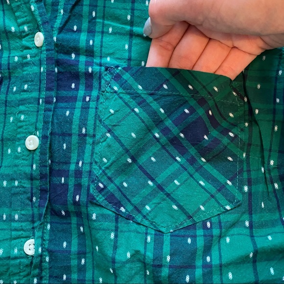 Merona Green and Navy Dotted Button Down - Picture 5 of 5